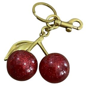 Resin Cherry Bag Charm with Gold Accents